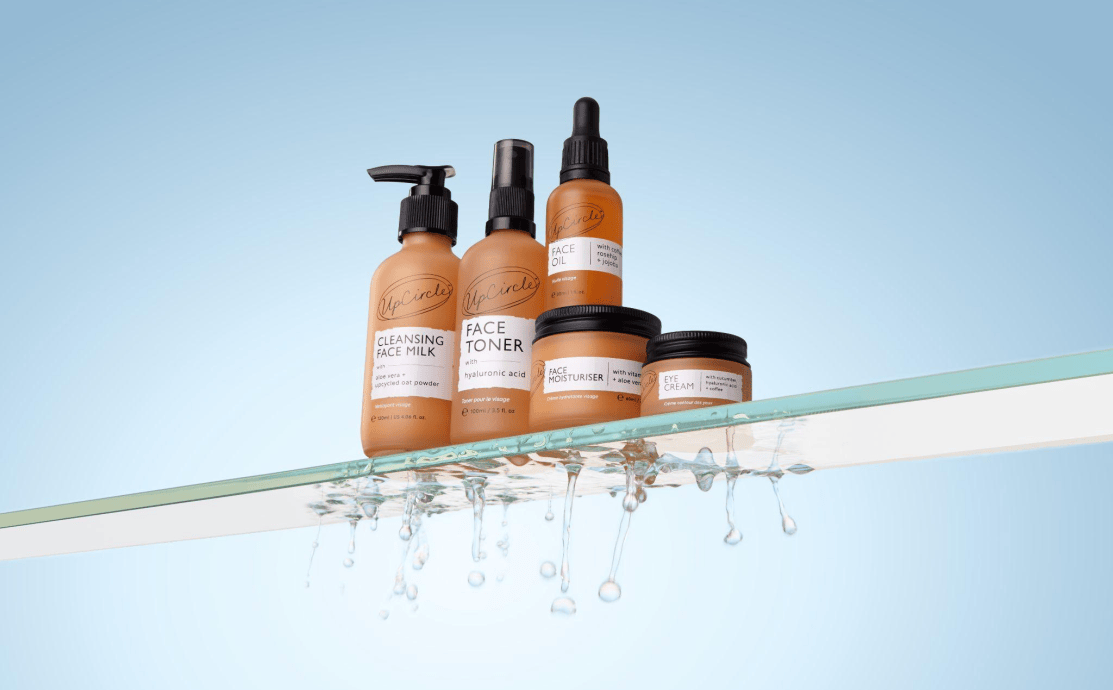 Evening skincare shelf with a niacinamide night cream and hydrating serums for an overnight routine